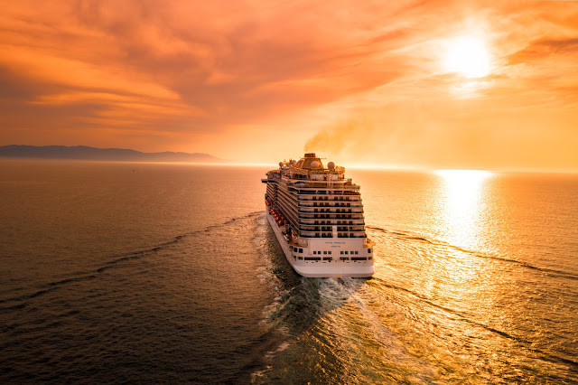 Cruise ship at sea at sunset:Photo by Alonso Reyes on Unsplash