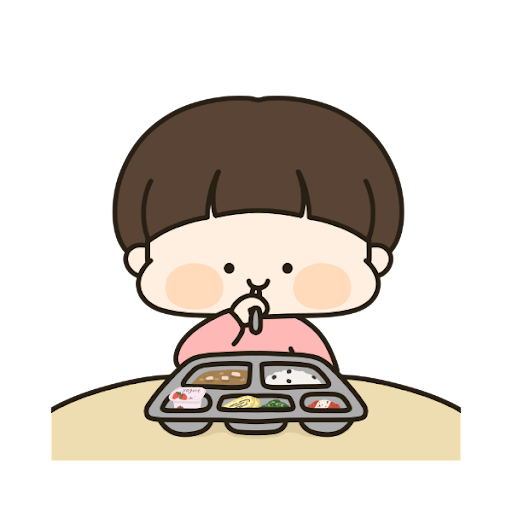 아침식사를 챙겨먹는 귀여운 캐릭터