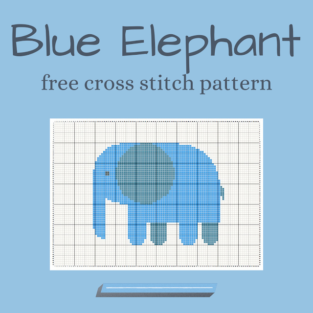 Blue Elephant: free cross stitch pattern