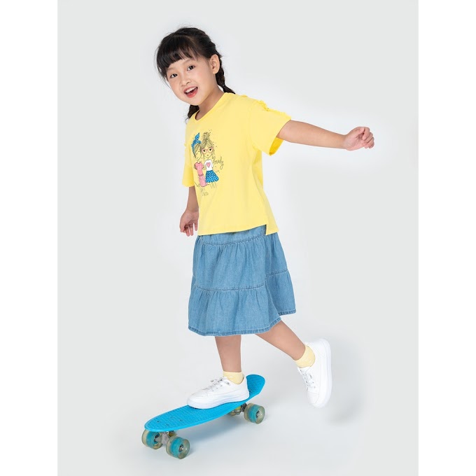 Mall Shop [ canifa_official ] Áo phông bé gái cotton USA vạt cao cấp CANIFA - 1TS21S019-SY182