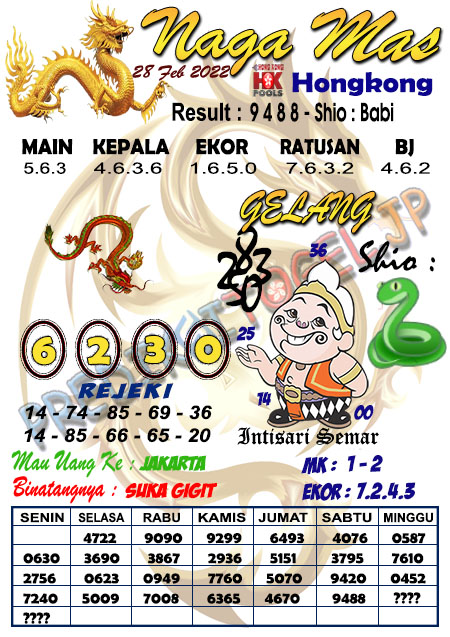 Prediksi Syair Naga Mas HK Senin 28 Februari 2022