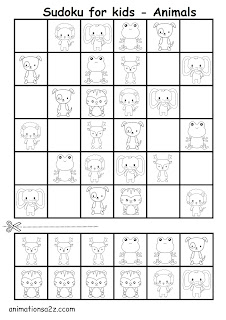 Sudoku for kids drawings animals cute 6*6