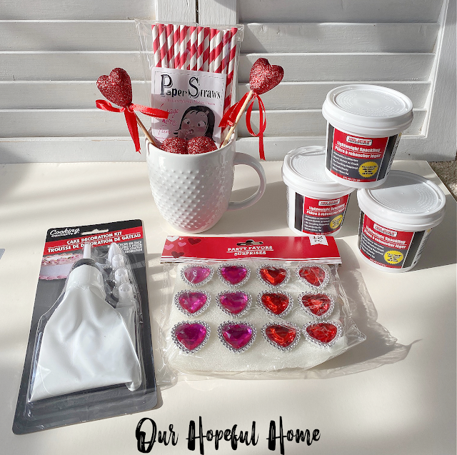 Valentine craft supplies for DIY spackle whipped cream