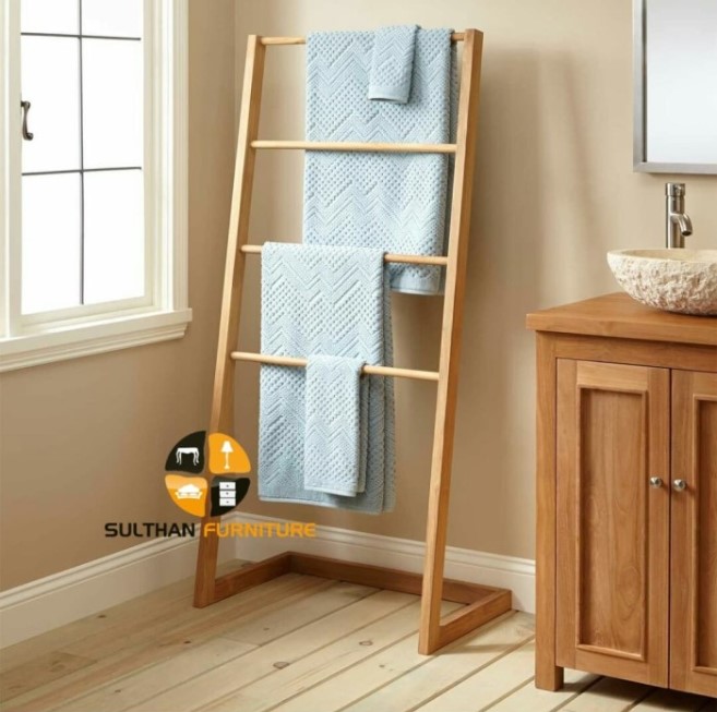 wooden towel ladders for bathrooms