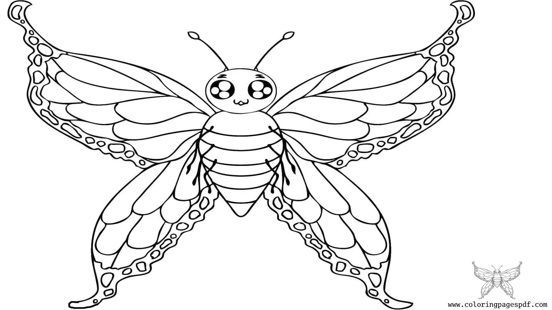 Coloring Page Of A Butterfly With Cute Eyes