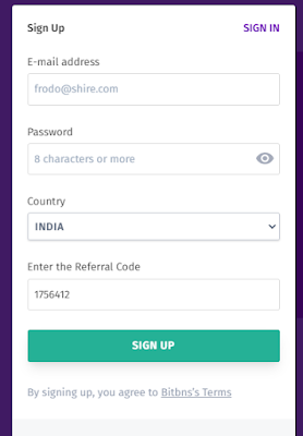 Bitbns SignUp