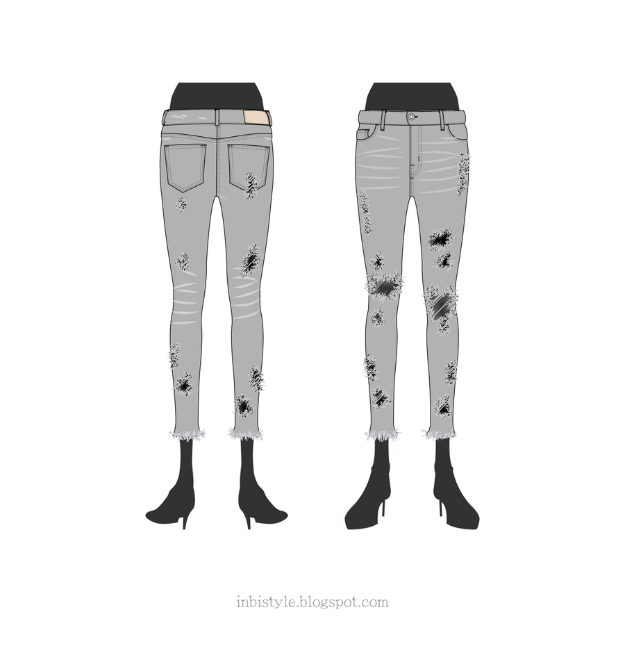 Skinny Ripped Jeans Template