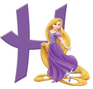 Abecedario Morado con Rapunzel.