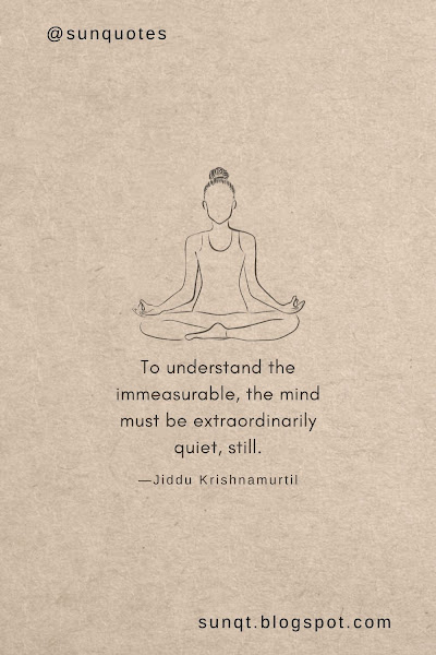 To understand the immeasurable, the mind must be extraordinarily quiet, still. —Jiddu Krishnamurtil