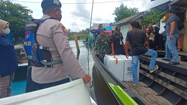 Proses Distribusi Kotak Suara Pemilu, Sat Polair Polresta Banjarmasin Kawal Jalur Air