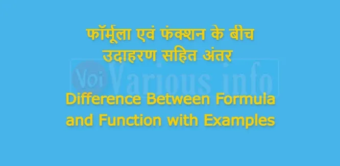 फॉर्मूला एवं फंक्शन के बीच उदाहरण सहित अंतर | Difference Between Formula and Function with Examples