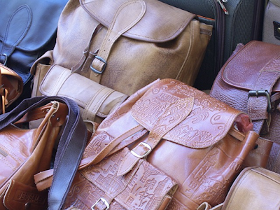 Different Varieties of Leather Bags on Display