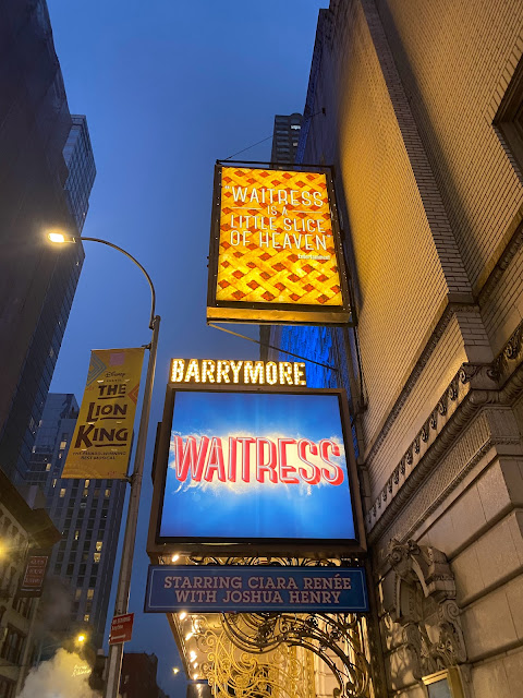 Waitress Broadway Musical Marquee Barrymore Theatre At Night