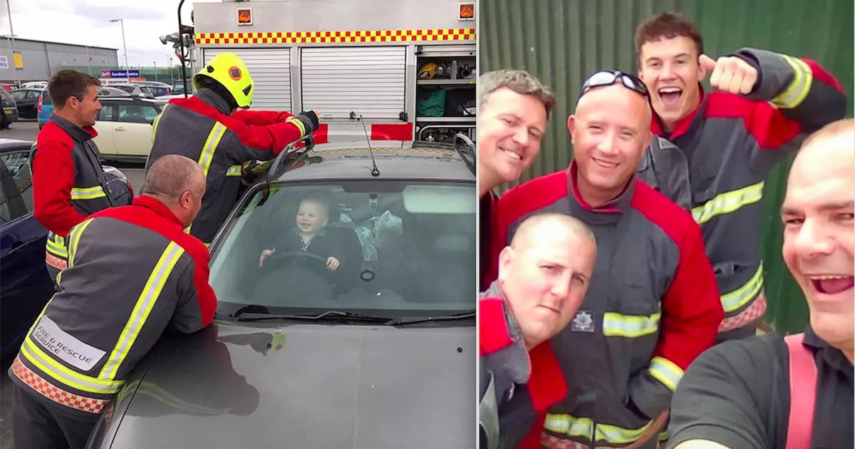 Baby Can't Stop Laughing After He Is Rescued From Locked Car By Firefighters