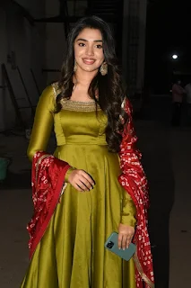 Krithi Shetty stills at Bangarraju movie Press meet