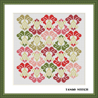 Flower easy ornament cross stitch pattern