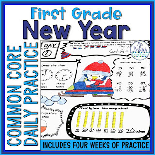 Use these fun winter sports-themed common core daily practice activities as part of your New Years resources for second semester learning.