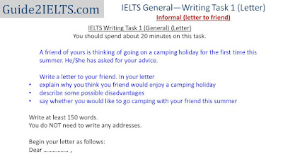ielts letter question camping trip friend