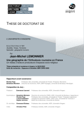 Thèse de doctorat en géographie (2022) - Une géographie de l’Orthodoxie roumaine en France.