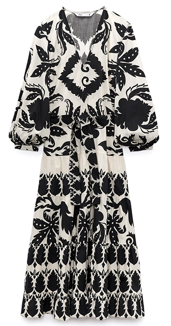 zara belted print dress