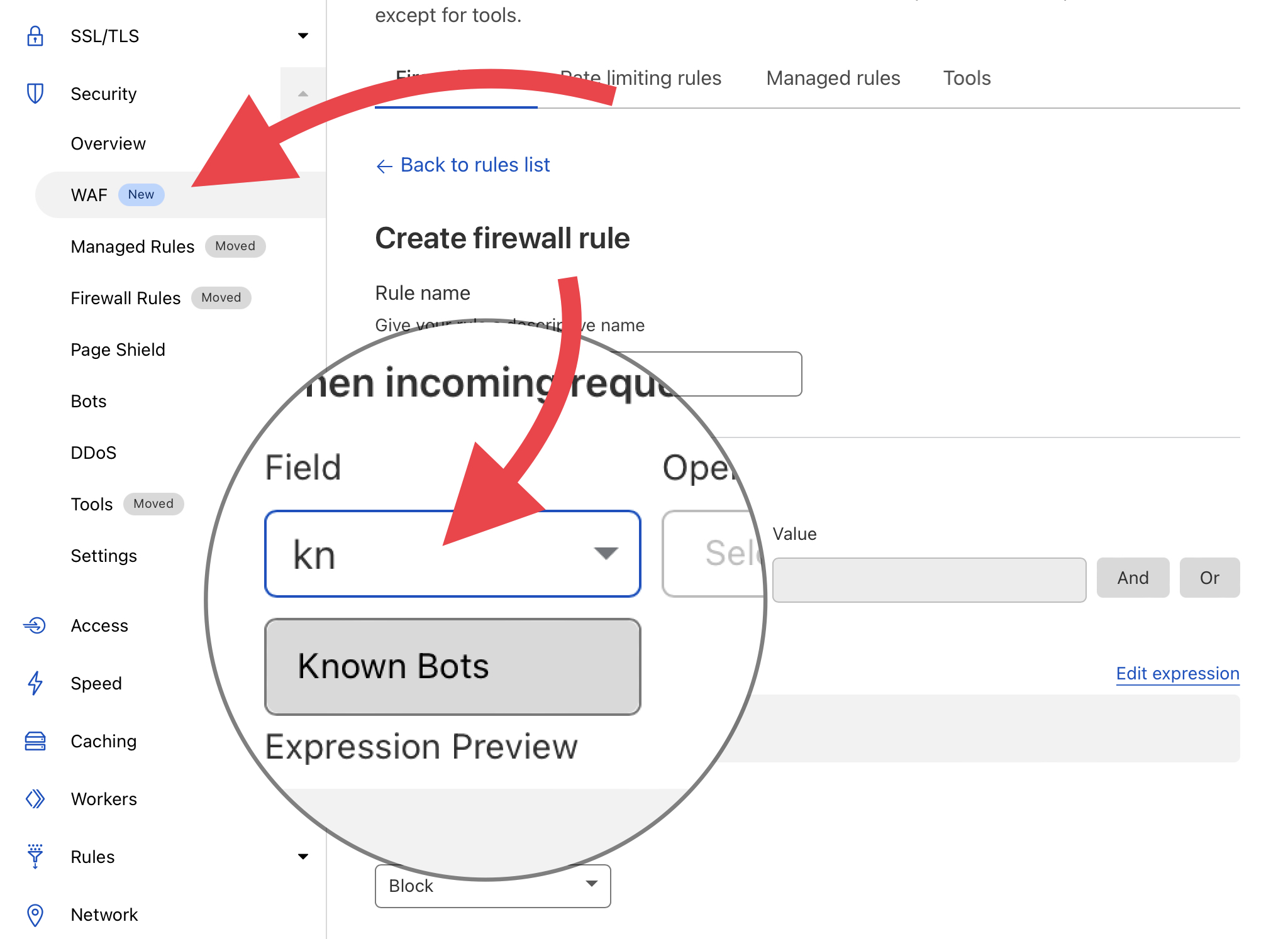 Block bots with Cloudflare rules