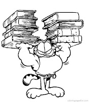 Garfield holding books coloring pages