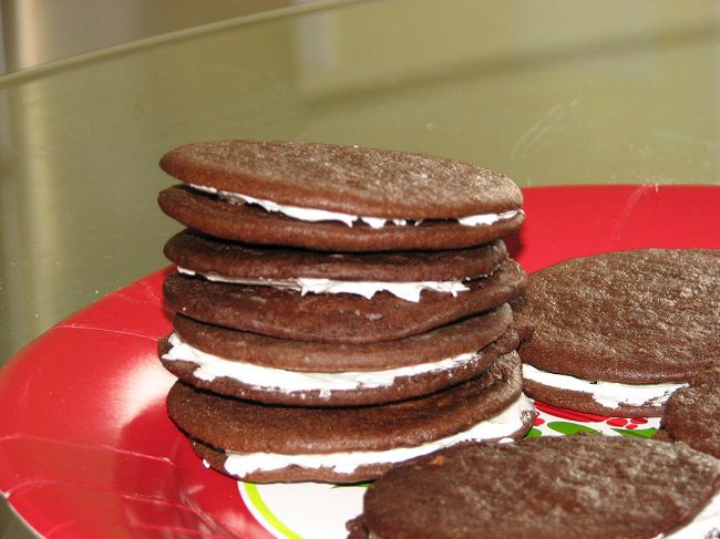 Chocolate Wafer Sandwich Cookies with Vanilla Cream Filling