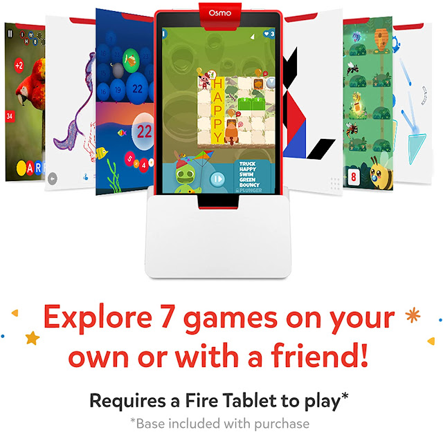 Osmo - Genius Starter Kit for Fire Tablet + Family Game Night-7 Educational Learning Games for Spelling, Math & more-Ages 6-10-STEM Toy(Osmo Fire Tablet Base Included-Amazon Exclusive)