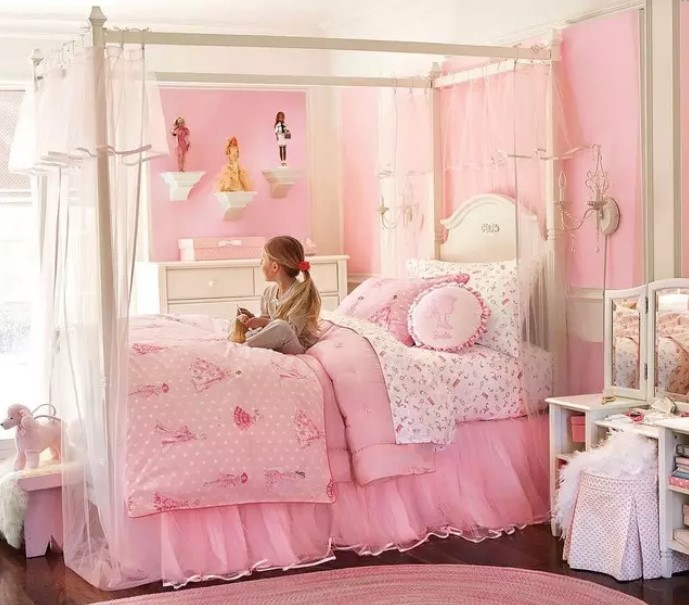 matching pink two colour combination for bedroom walls