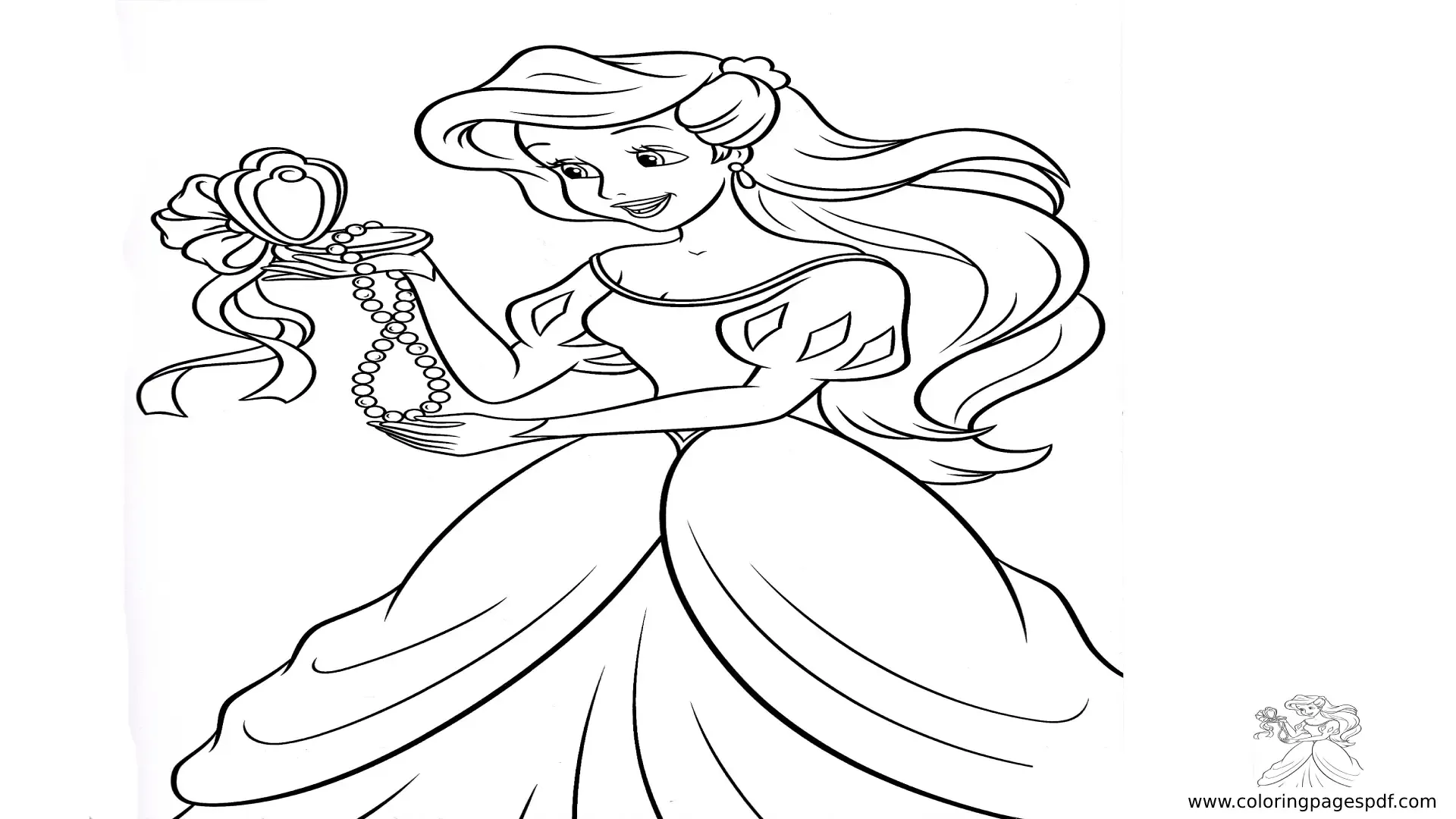 Coloring Pages Of Ariel Looking In A Small Mirror