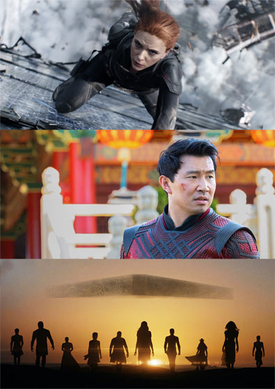 Black Widow, Shang Chi, Eternals superhero movies