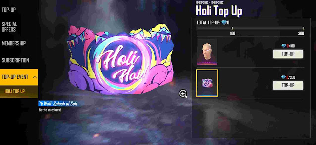 Holi Top Up Free Fire New Top Up Event 2022