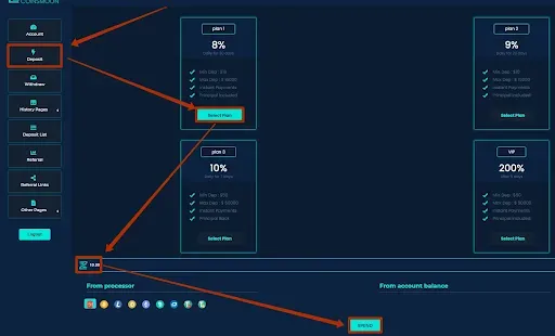 Пополнение баланса в Zetcoinmoon