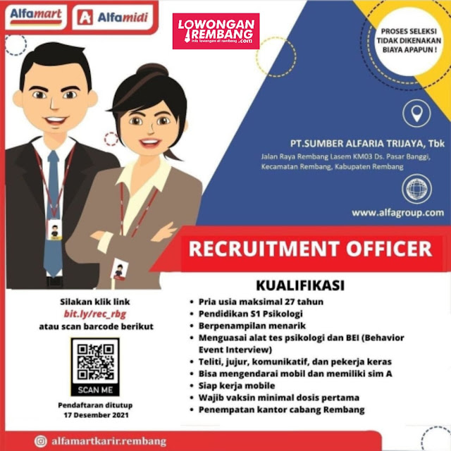 Lowongan Kerja Recruitment Officer Alfamart Rembang