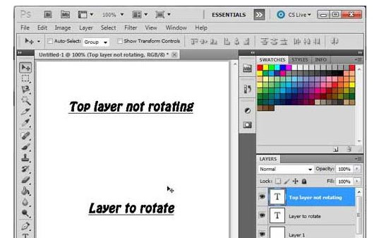 Cách xoay các layer trong Photoshop CS5
