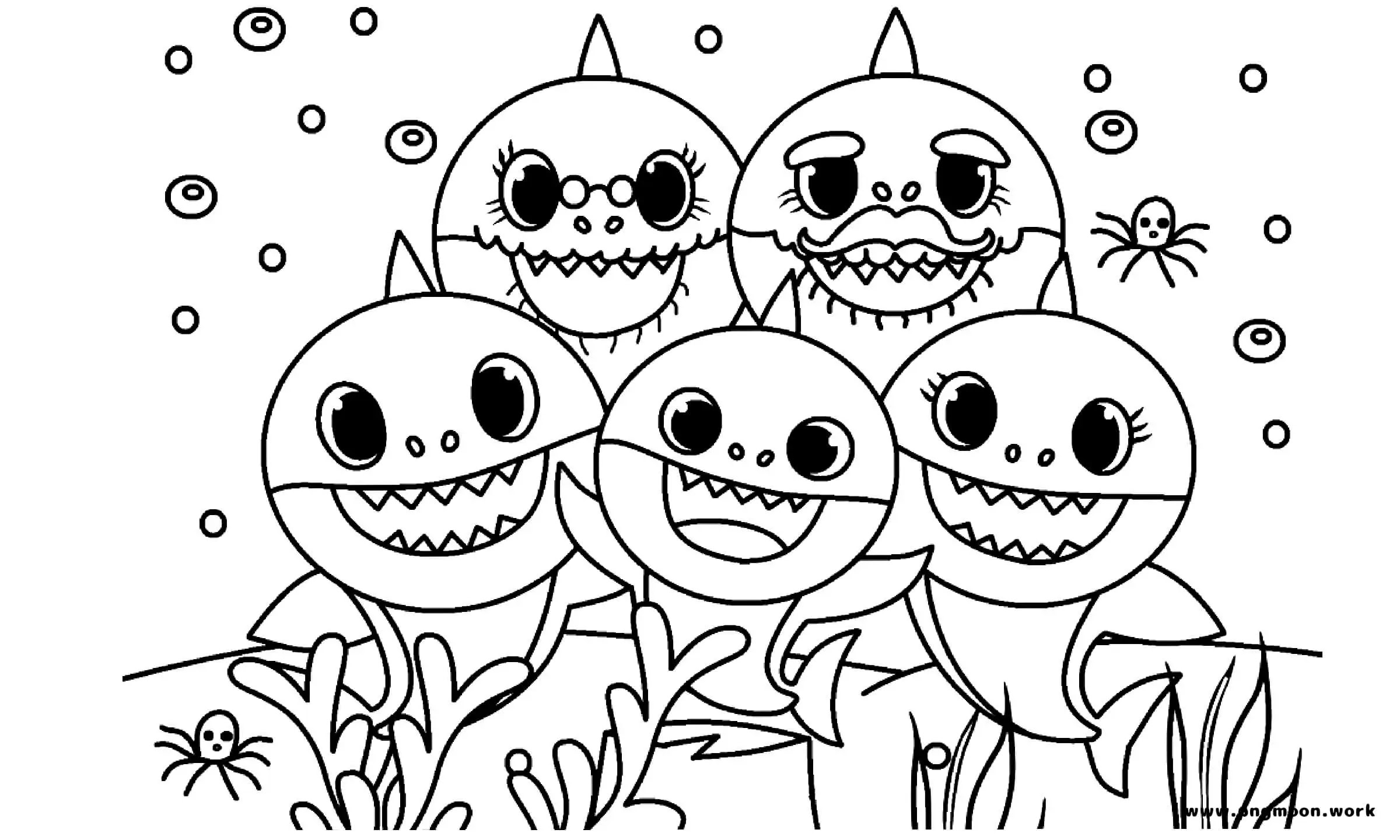 baby shark family coloring page