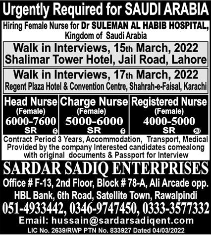 Charge Nurse & Head Nurse Latest Jobs 2022 in Saudi Arabia