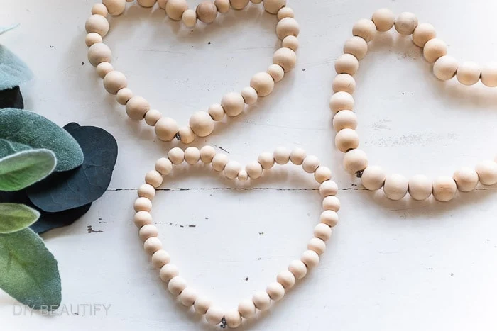 The Easiest Wood Bead Heart DIY - DIY Beautify - Creating Beauty at Home