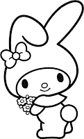 My Melody holding flowers coloring page