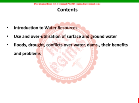 Water Resources - EVS 2nd Semester B.Pharmacy ,BP206T Environmental Sciences,BPharmacy,Handwritten Notes,Important Exam Notes,BPharm 2nd Semester,