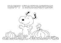 Happy Thanksgiving Snoopy coloring page