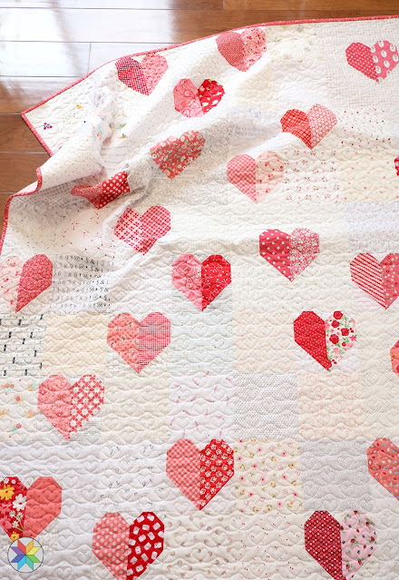 Build A Heart scrappy heart quilt pattern by A Bright Corner quilt blog