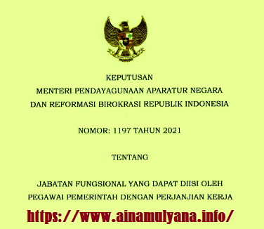 Daftar Jabatan Fungsional Yang Dapat Diisi Oleh PPPK - P3K berdasarkan Keputusan Menpan RB atau KepmenpanRB Nomor 1197 Tahun 2021