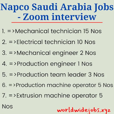 Napco Saudi Arabia Jobs - Zoom interview