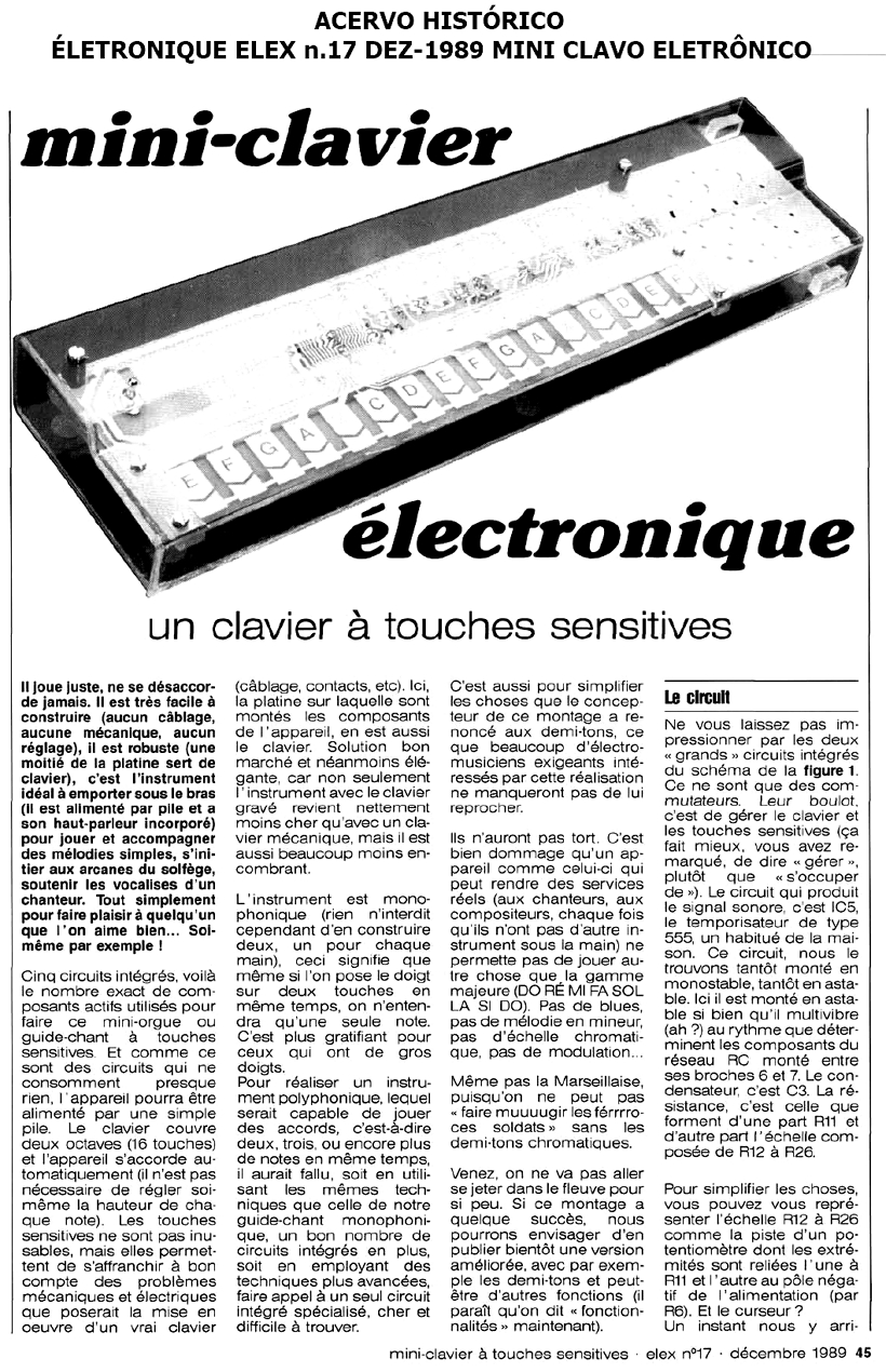 ÉLETRONIQUE ELEX n.17 DEZ-1989 MINI CLAVO ELETRÔNICO