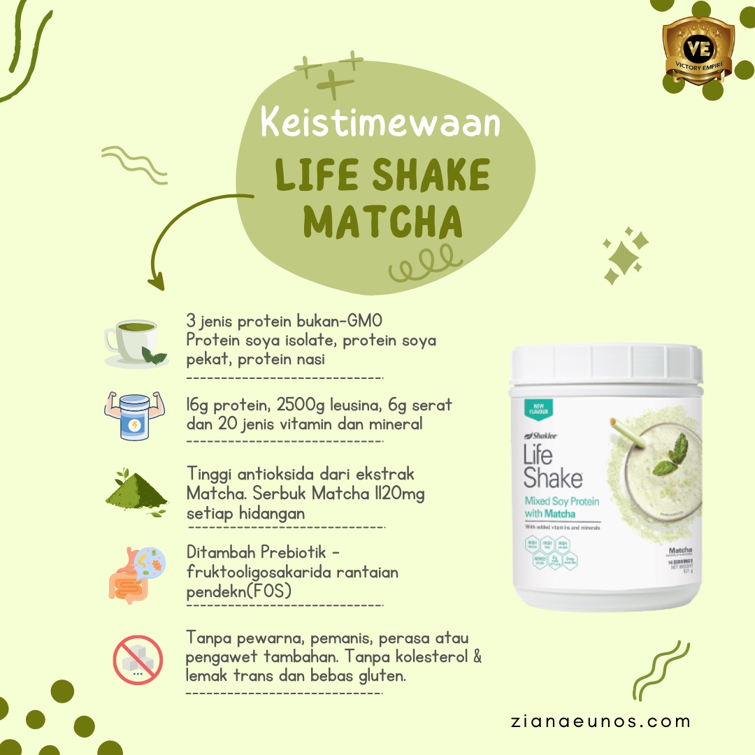 Keistimewaan life shake matcha shaklee