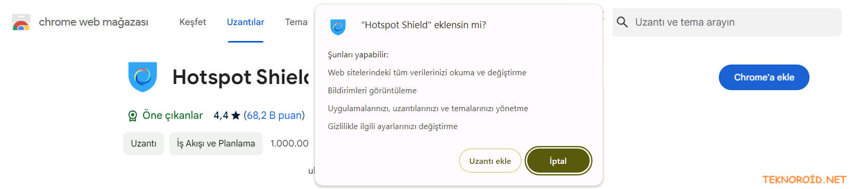 Hotspot Shield VPN Google Eklentisi Extension İndir