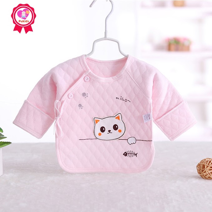 [ pukids_shopmevabe ] Áo cho bé sơ sinh dài tay đáng yêu trần bông 3 lớp hàng xuất Hàn cao cấp kiểu dáng lửng _ A02