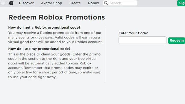 Redeem Roblox Promo Codes