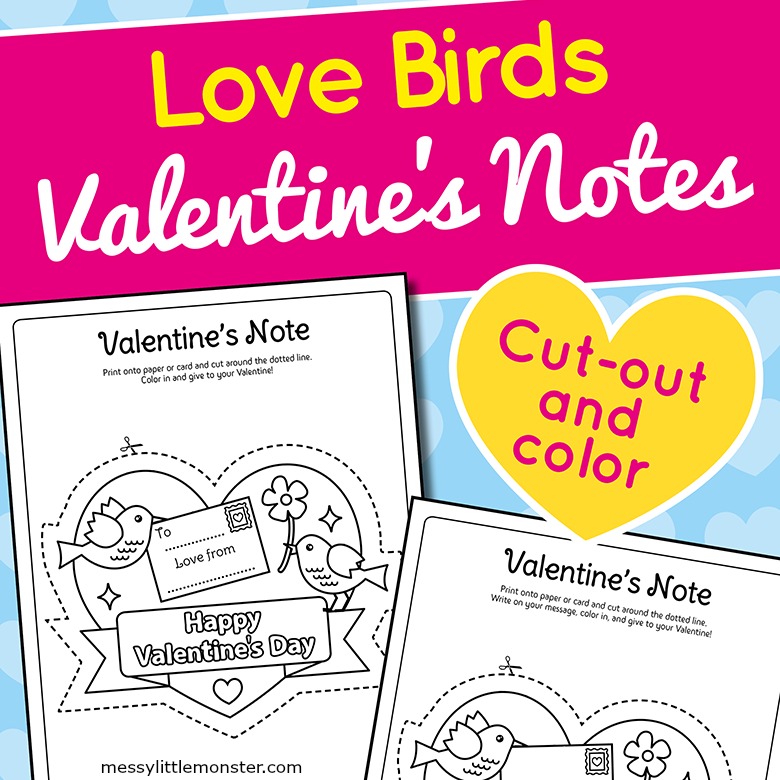 Love birds colouring craft for kids